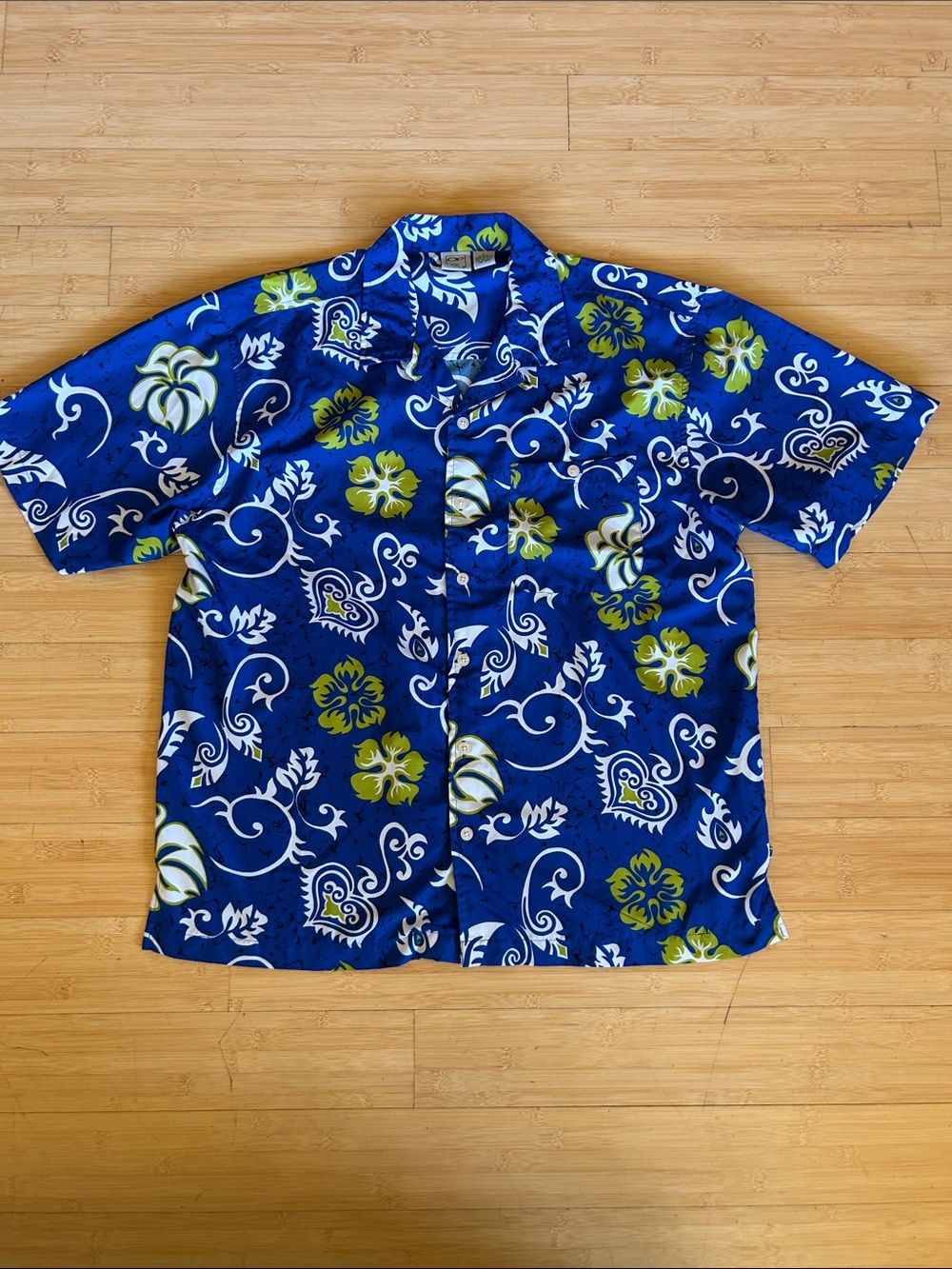 OP Men's Royal Blue Floral Short-Sleeve Button-Down Shirt